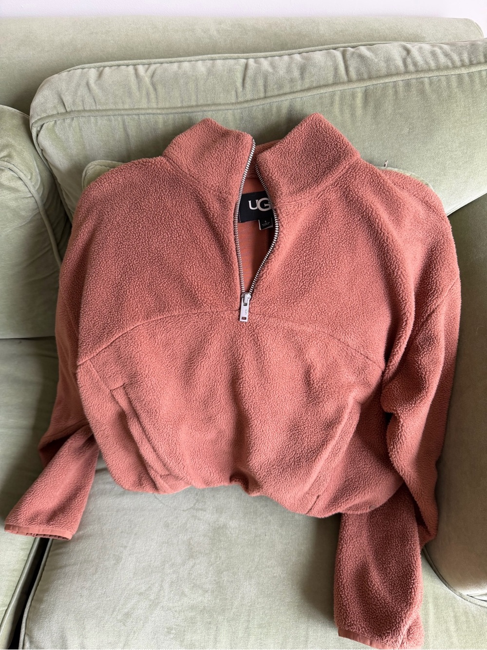 🗽UGG Plush Crop Half-Zip Fleece Pullover in Warm Terracotta
